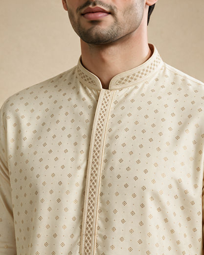 Diwas Men Cream Silk Kurta