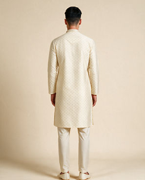 Diwas Men Cream Silk Kurta