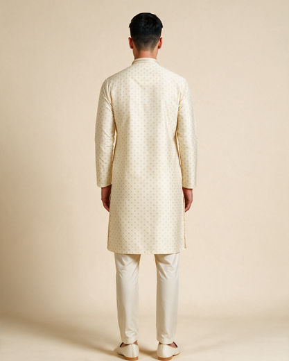 Diwas Men Cream Silk Kurta