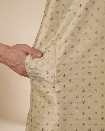 Diwas Men Beige Silk Kurta