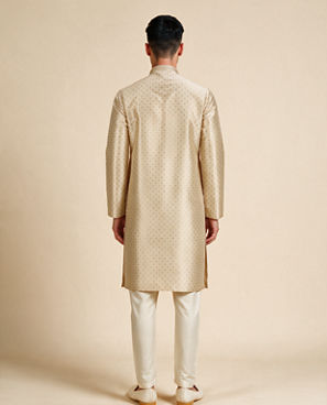 Diwas Men Beige Silk Kurta