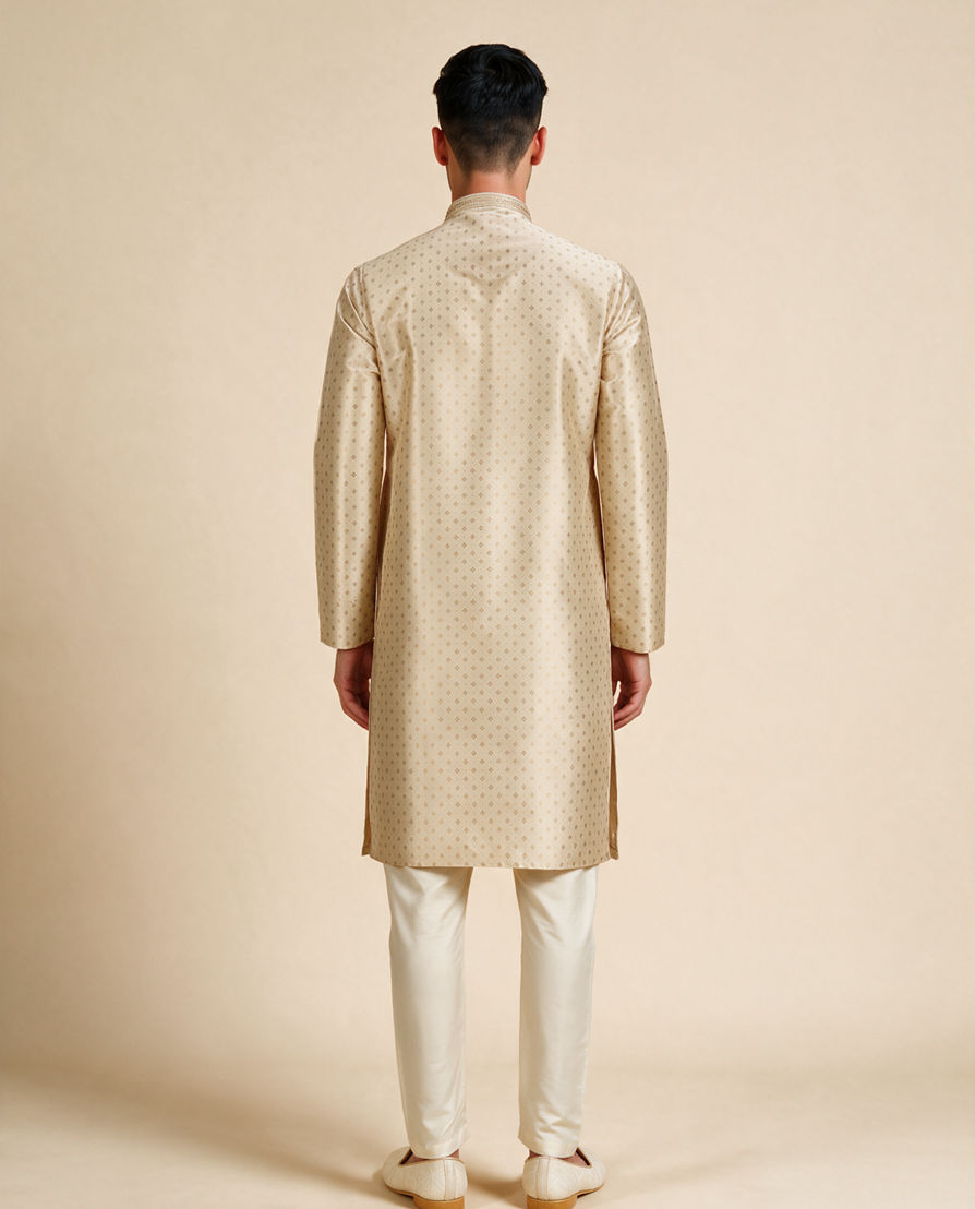 Diwas Men Beige Silk Kurta