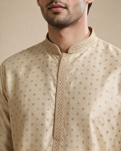 Diwas Men Beige Silk Kurta