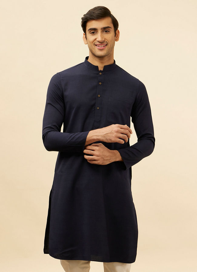 Manyavar Men Deep Blue Classic Kurta Set image number 0