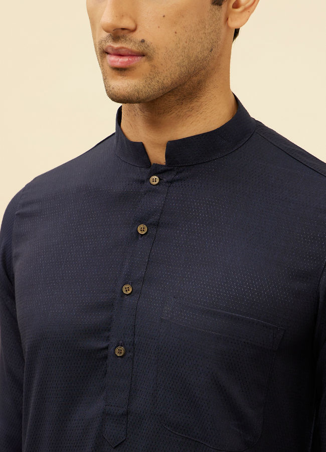 Manyavar Men Deep Blue Classic Kurta Set image number 1