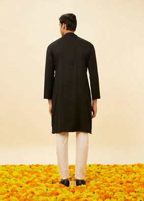 Manyavar Men Midnight Black Classic Kurta Set image number 5