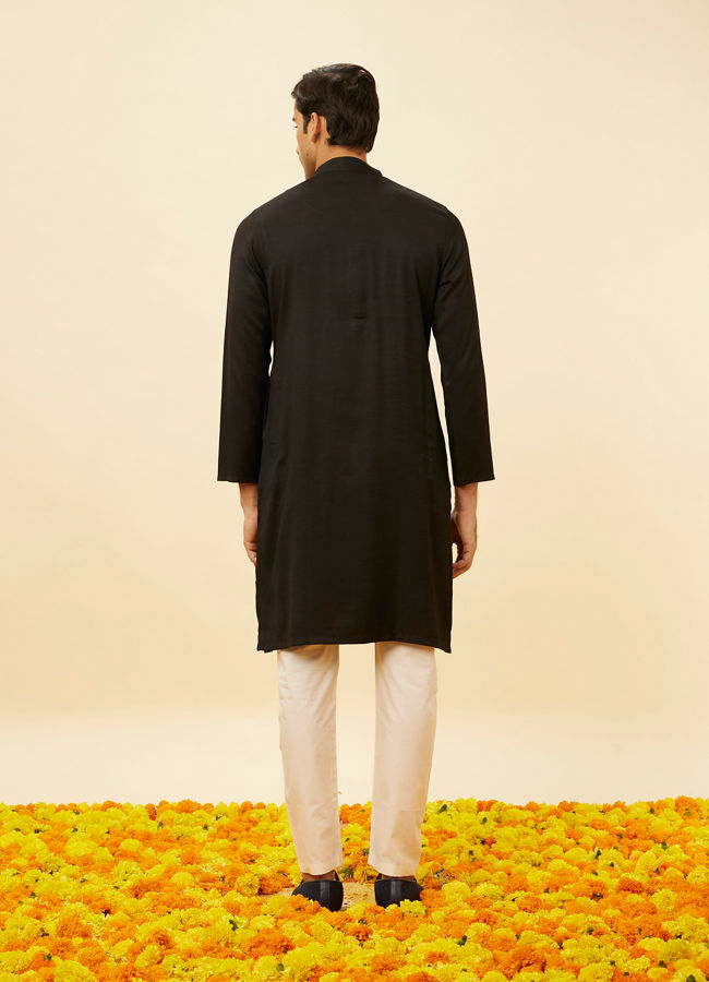 Manyavar Men Midnight Black Classic Kurta Set image number 5