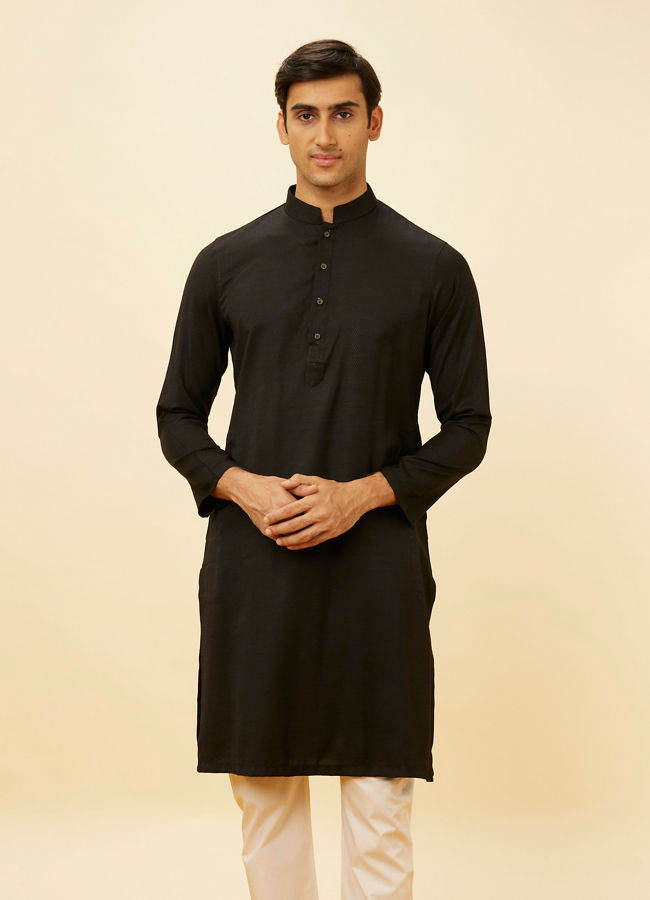 Manyavar Men Midnight Black Classic Kurta Set