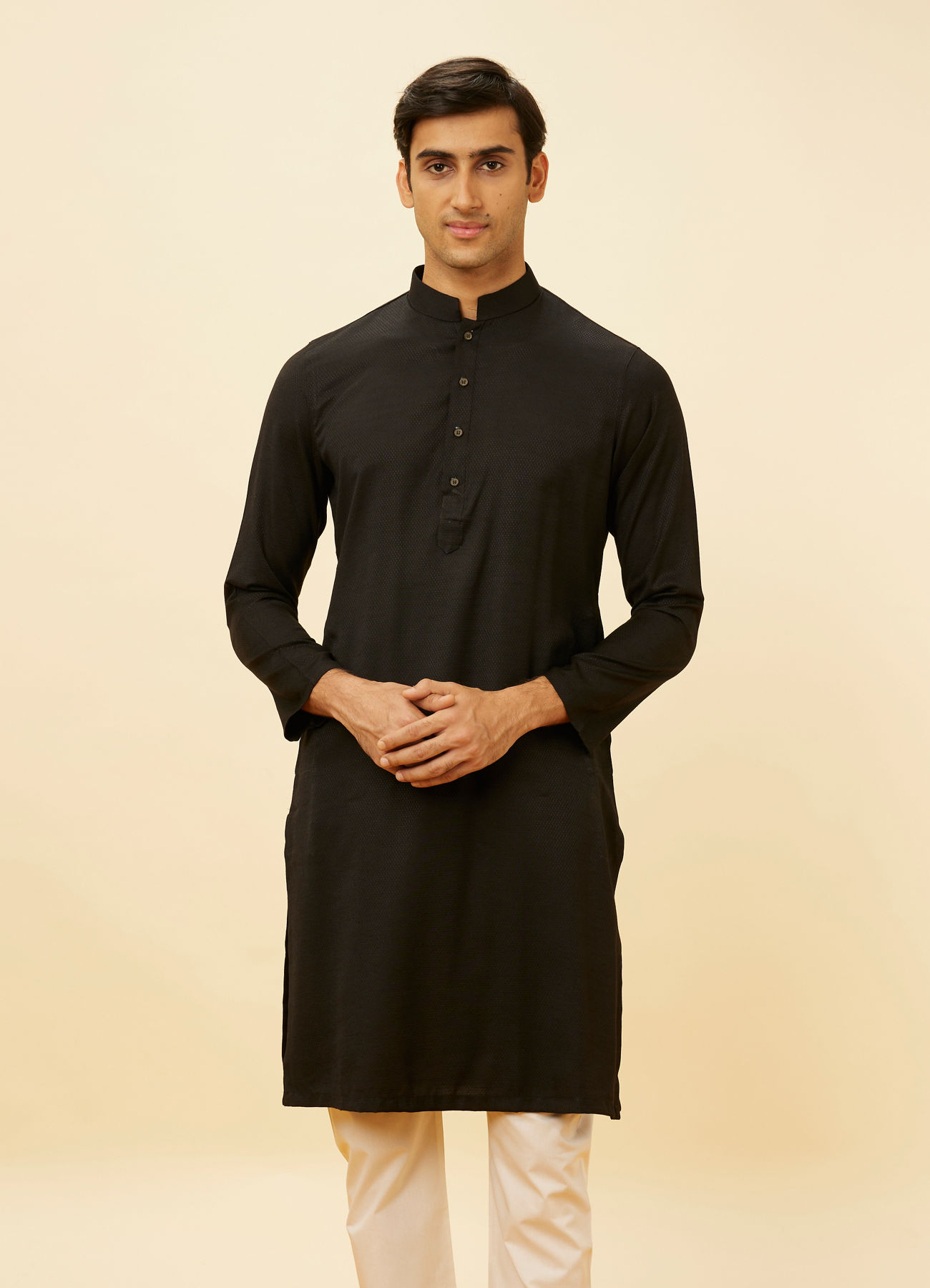 Manyavar Men Midnight Black Classic Kurta Set