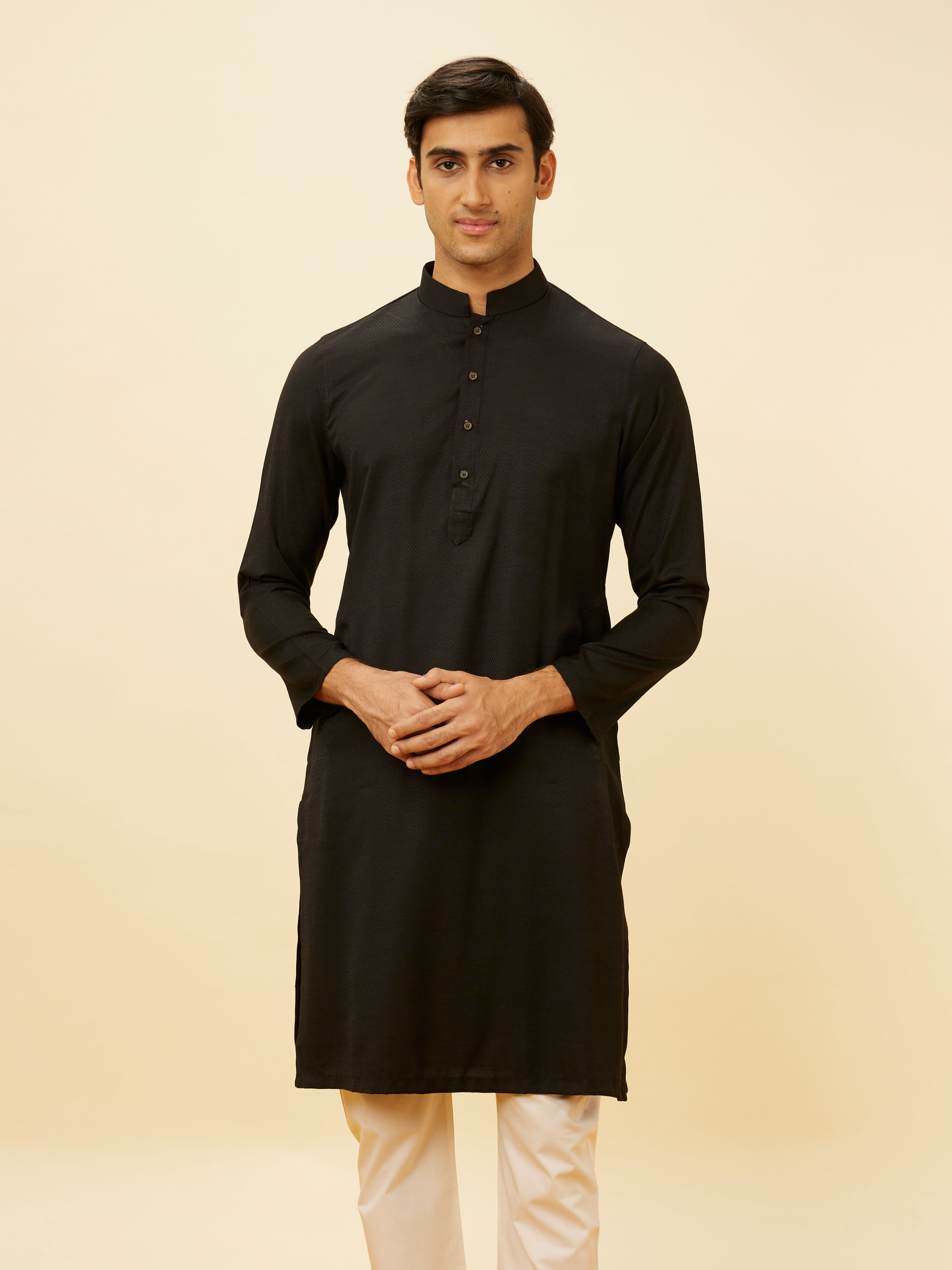 Manyavar Men Midnight Black Classic Kurta Set