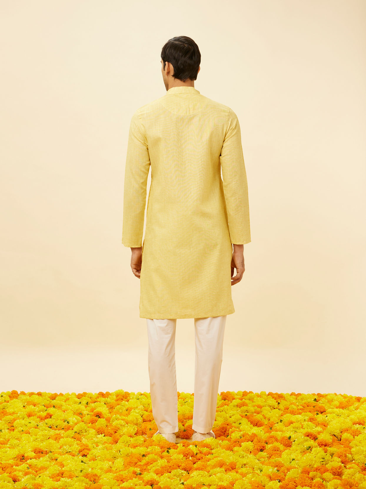 Manyavar Men Sunshine Yellow Classic Kurta Set