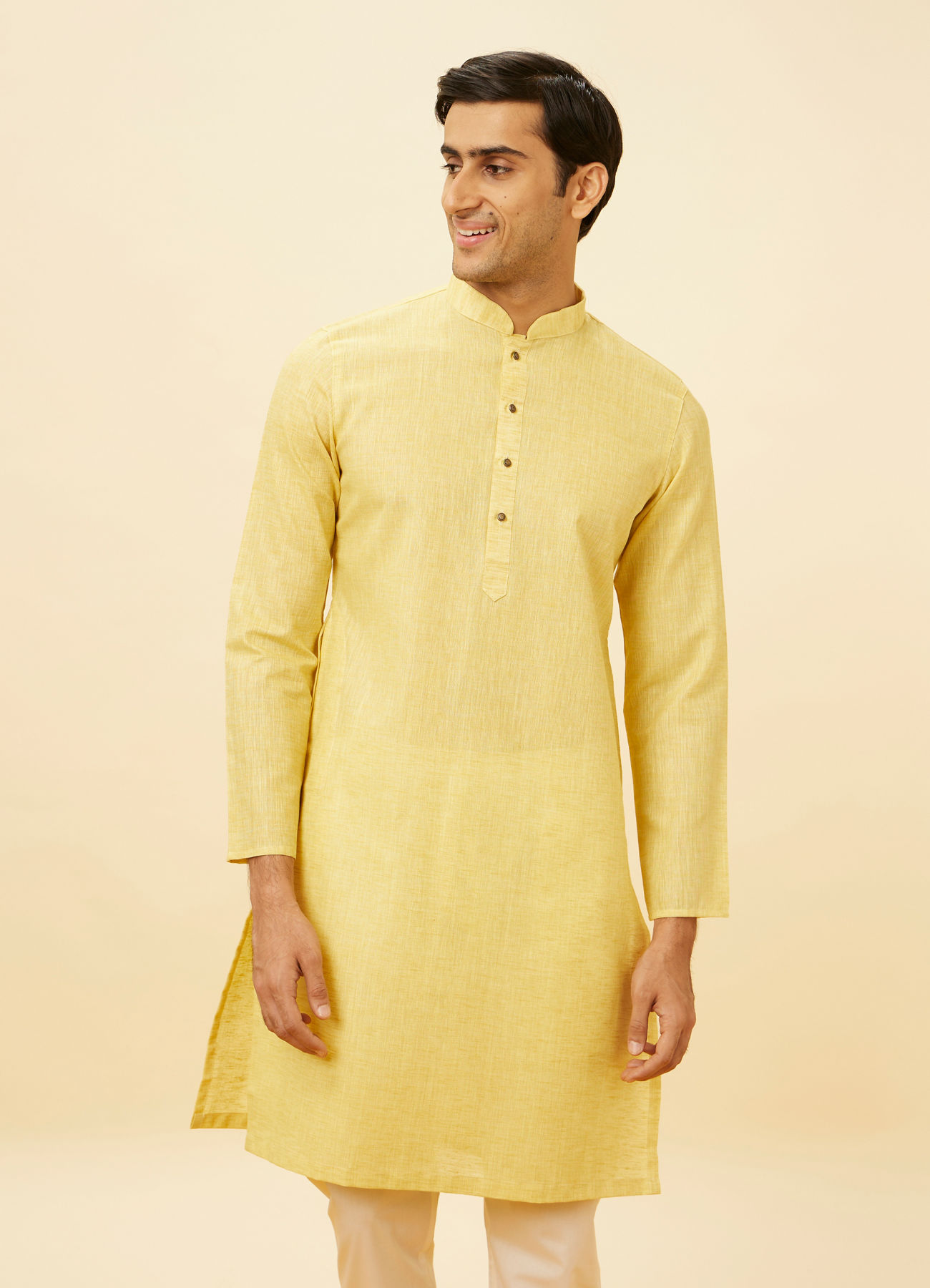 Manyavar Men Sunshine Yellow Classic Kurta Set