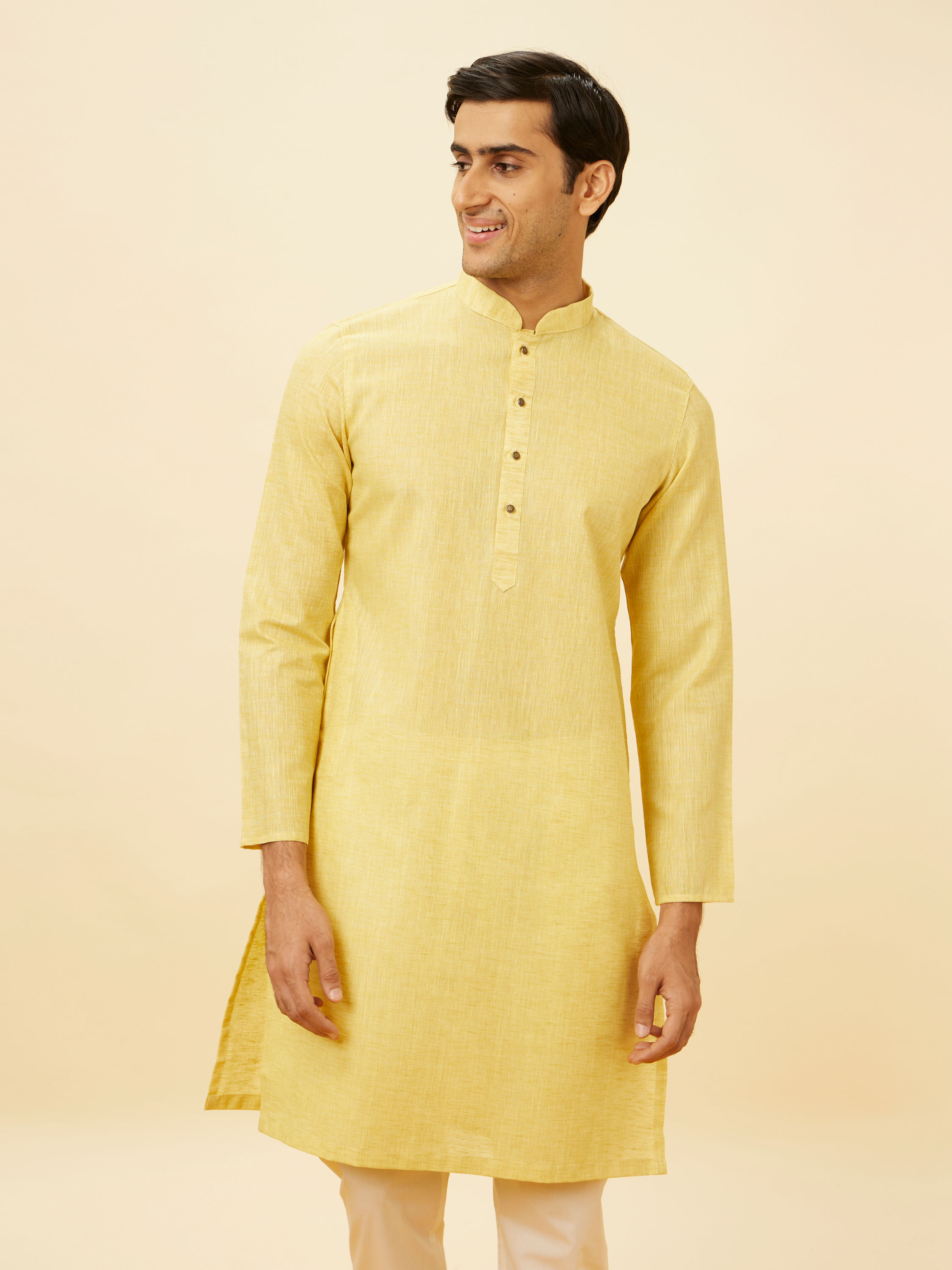 Manyavar Men Sunshine Yellow Classic Kurta Set