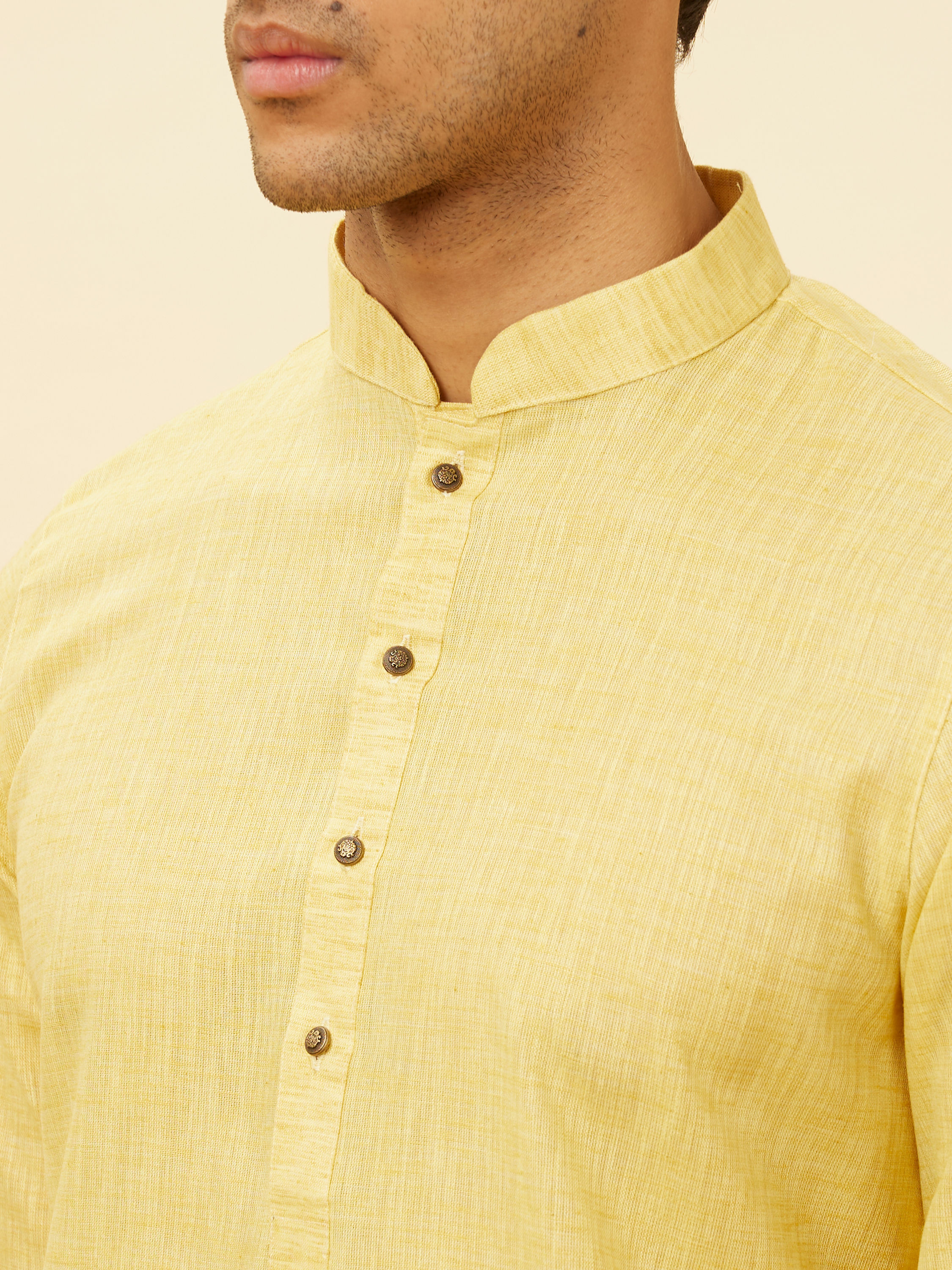 Manyavar Men Sunshine Yellow Classic Kurta Set