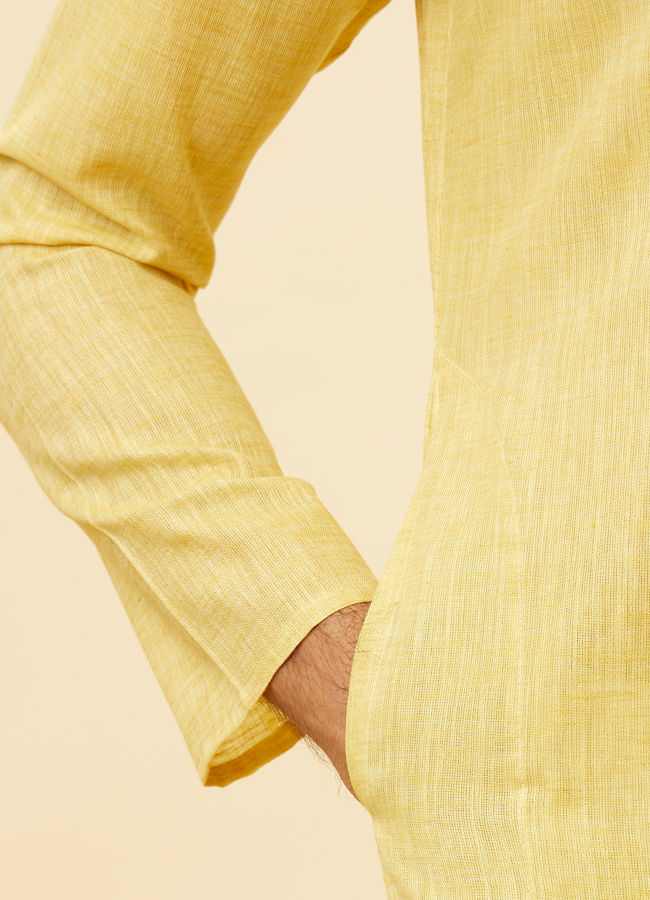 Manyavar Men Sunshine Yellow Classic Kurta Set