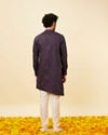 Manyavar Men Royal Blue Angrakha Style Bel Buti Printed Kurta Set