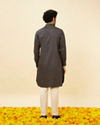 Manyavar Men Blueberry Blue Floral Buta Printed Kurta Set