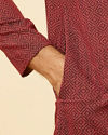 Manyavar Men Marsala Red Diamond Printed Kurta Set