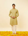 alt message - Manyavar Men Sage Green Angrakha Style Kurta Set image number 2