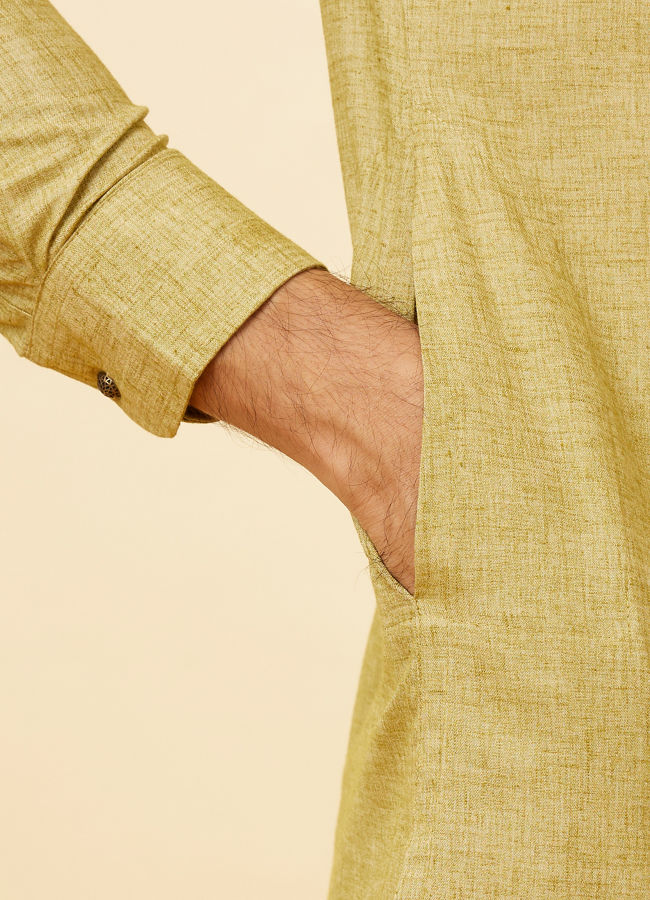 Manyavar Men Sage Green Angrakha Style Kurta Set