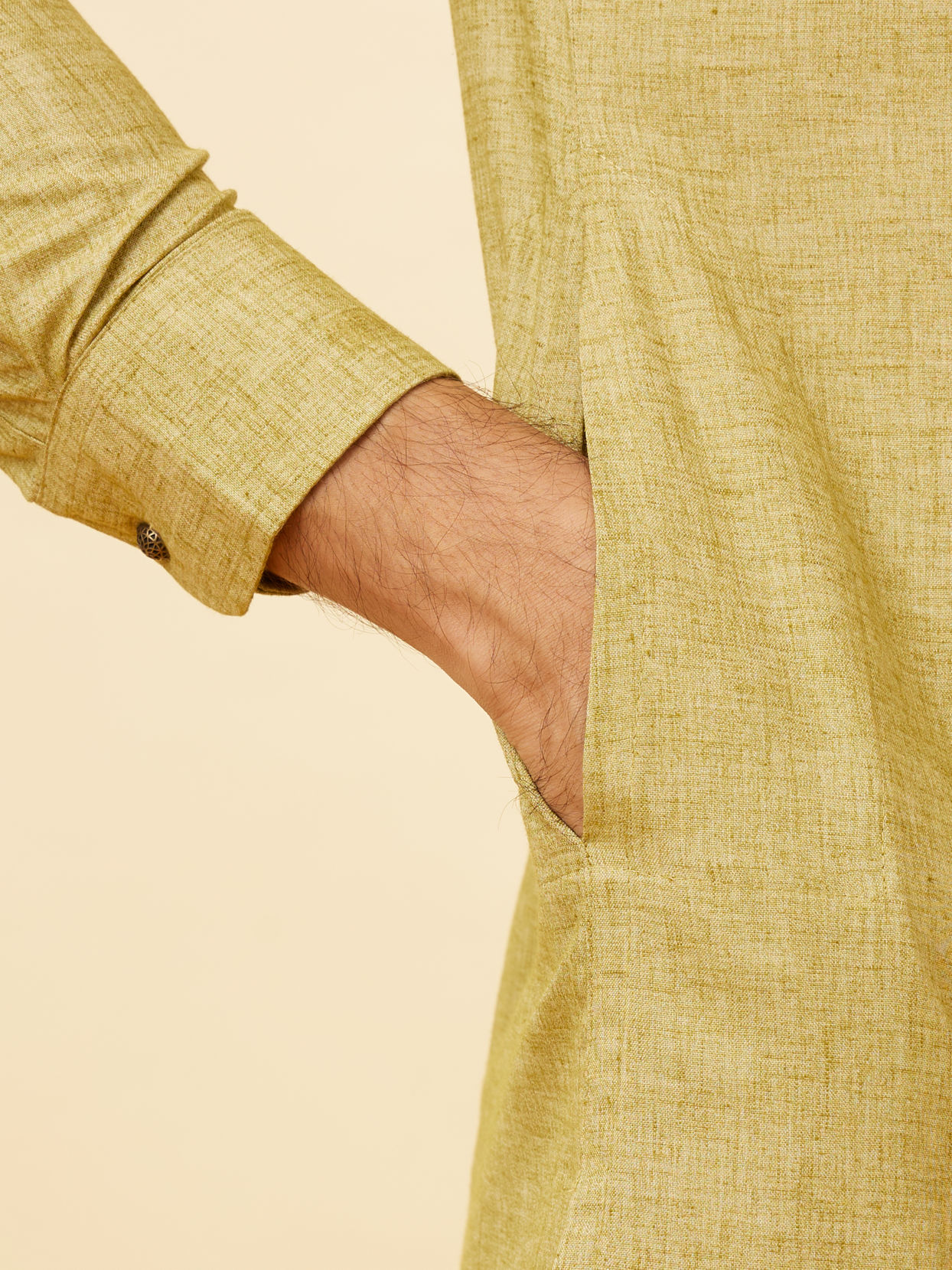 Manyavar Men Sage Green Angrakha Style Kurta Set