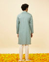 Manyavar Men Teal Blue Imperial Printed Kurta Set