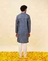 Manyavar Men Violet Blue Abstract Printed Kurta Set