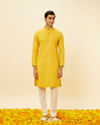 Manyavar Men Mustard Yellow Classic Kurta Set
