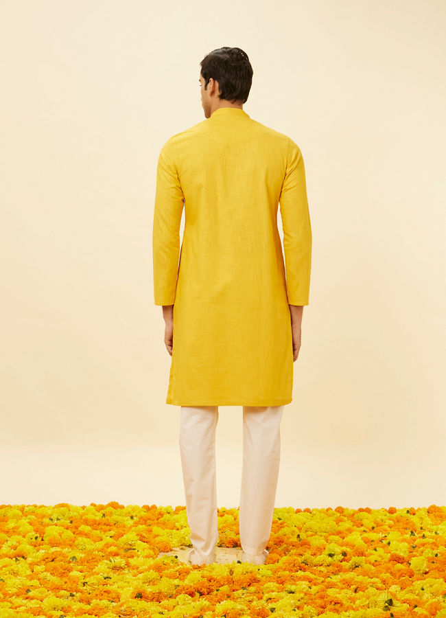 Manyavar Men Mustard Yellow Classic Kurta Set
