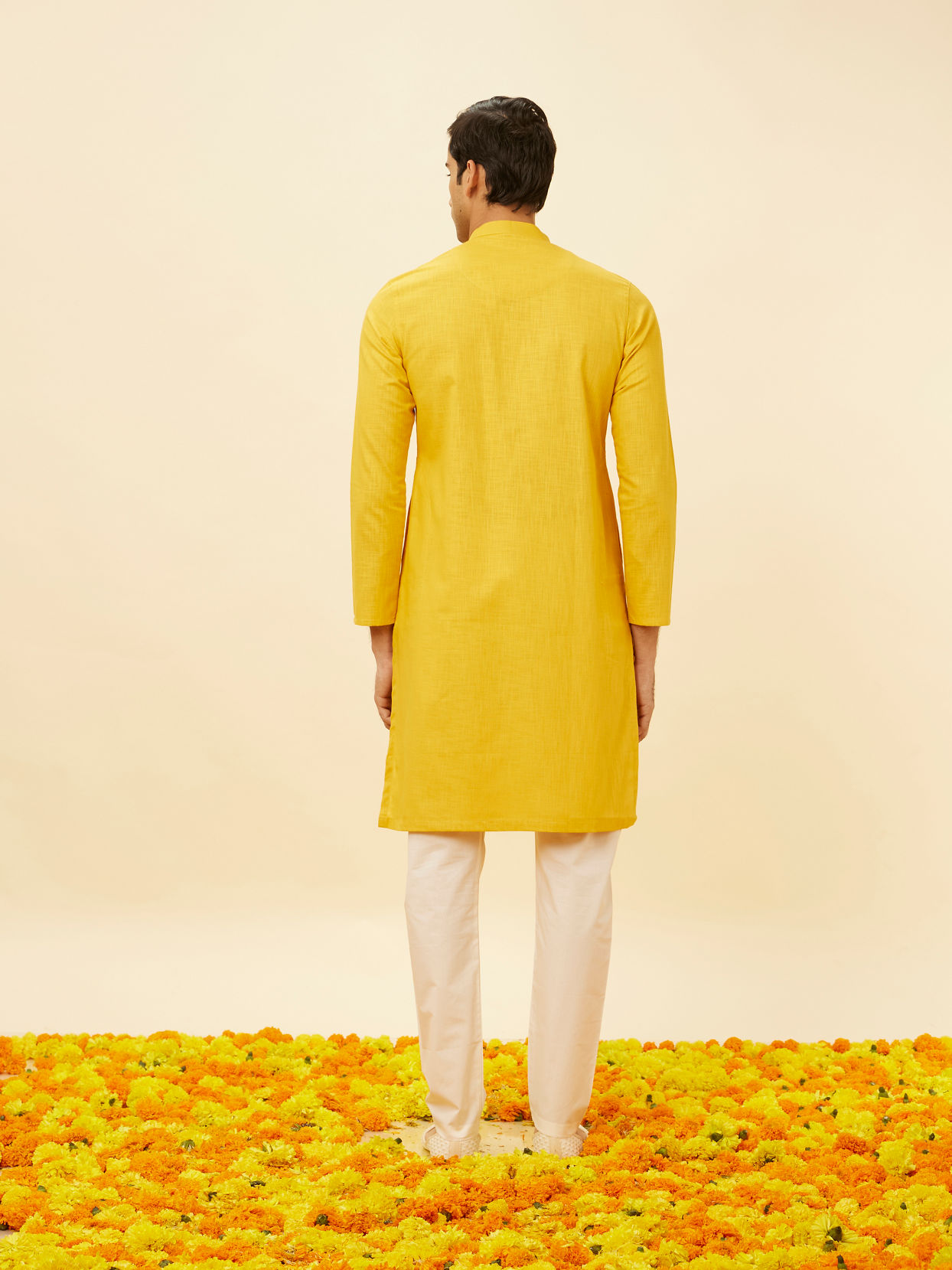 Manyavar Men Mustard Yellow Classic Kurta Set