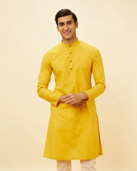 Manyavar Men Mustard Yellow Classic Kurta Set