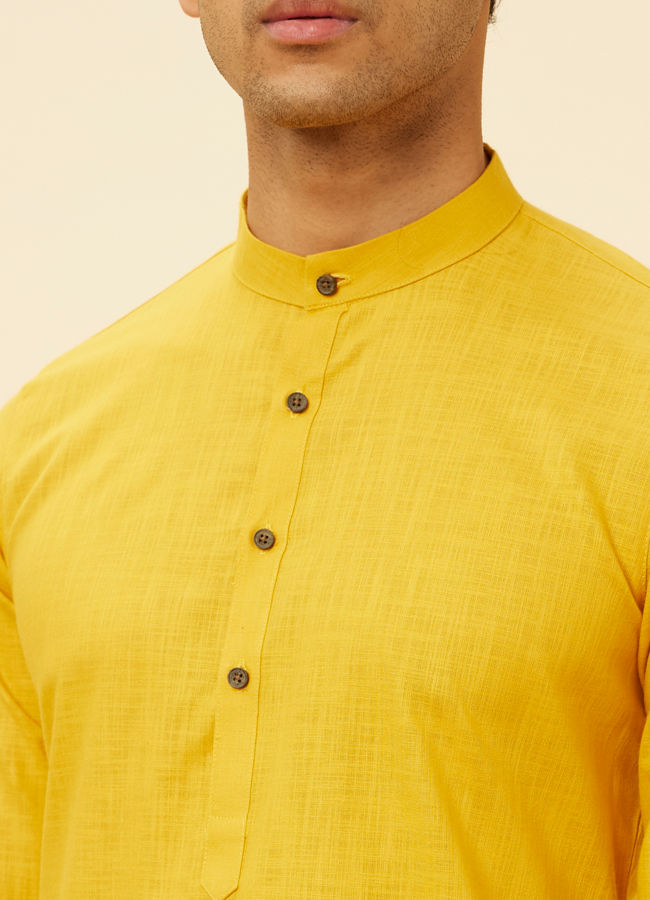 Manyavar Men Mustard Yellow Classic Kurta Set