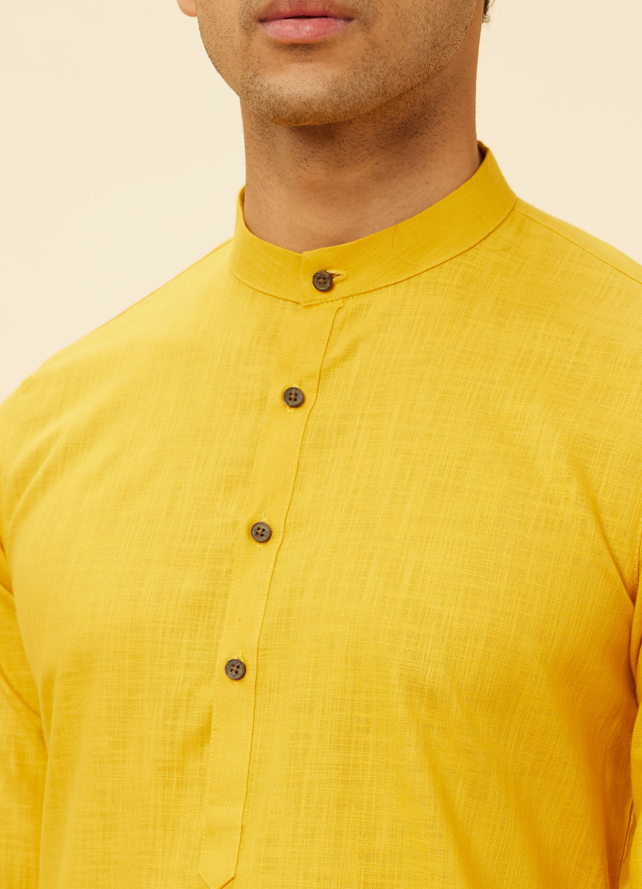 Manyavar Men Mustard Yellow Classic Kurta Set