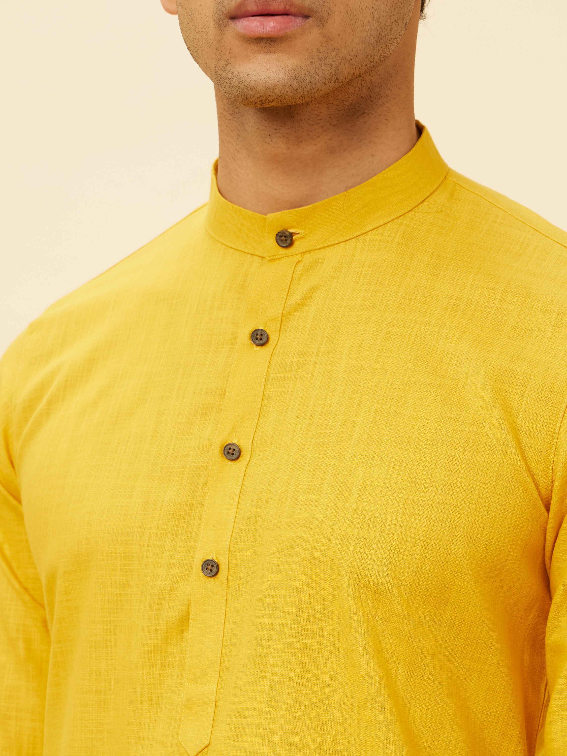 Manyavar Men Mustard Yellow Classic Kurta Set