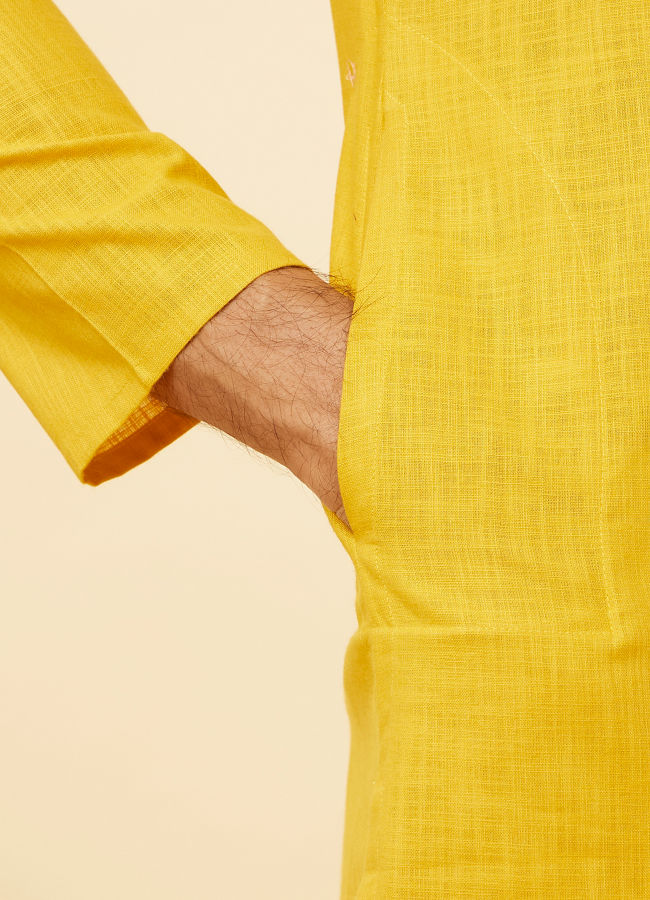 Manyavar Men Mustard Yellow Classic Kurta Set