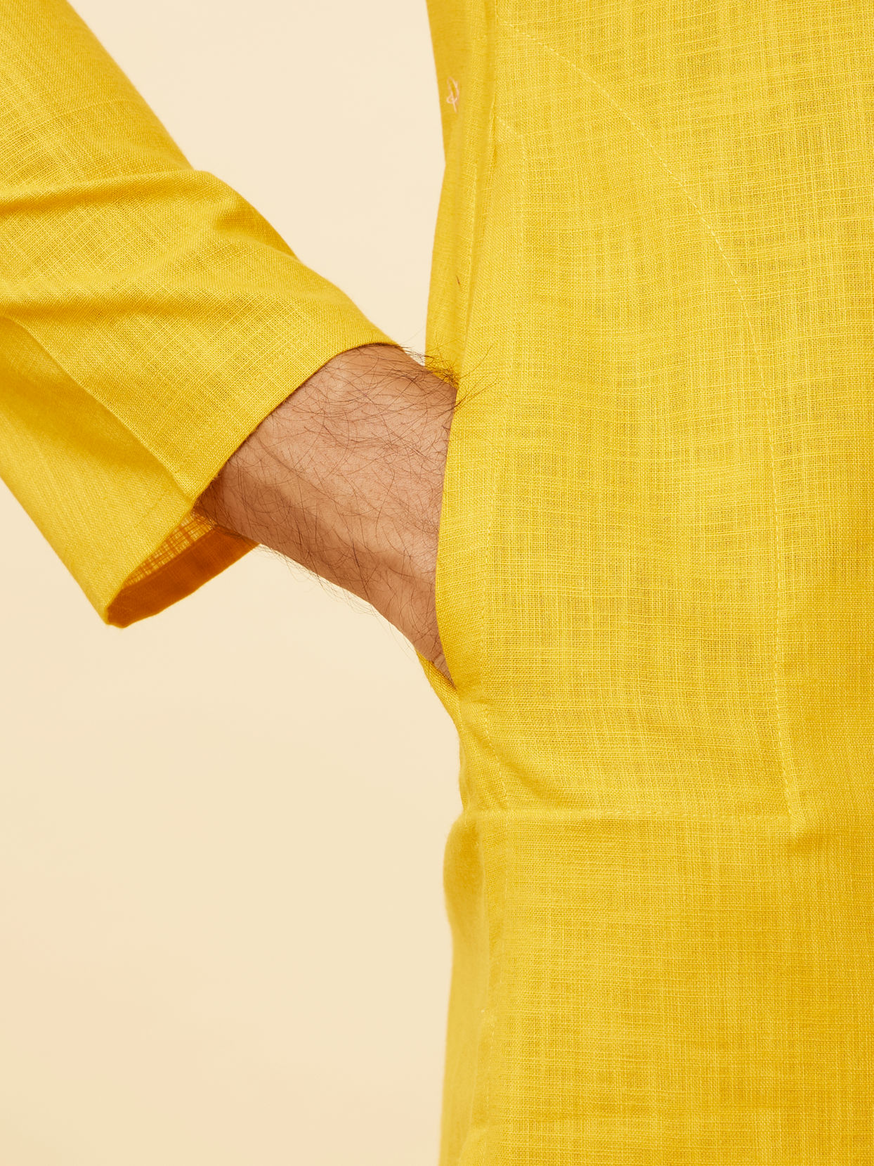 Manyavar Men Mustard Yellow Classic Kurta Set