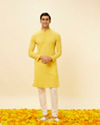 Manyavar Men Lemon Yellow Classic Kurta Set