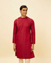 Chili Pepper Red Angrakha Kurta Set image number 0