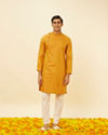 Manyavar Men Mustard Yellow Angrakha Style Kurta Set