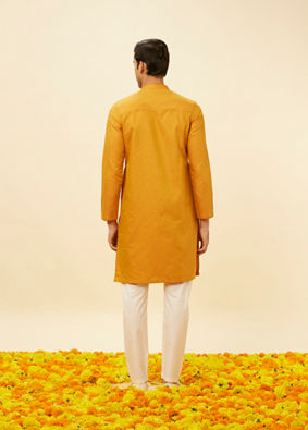 Manyavar Men Mustard Yellow Angrakha Style Kurta Set image number 5