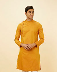 Manyavar Men Mustard Yellow Angrakha Style Kurta Set