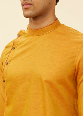 Manyavar Men Mustard Yellow Angrakha Style Kurta Set image number 1