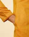 alt message - Manyavar Men Mustard Yellow Angrakha Style Kurta Set image number 3