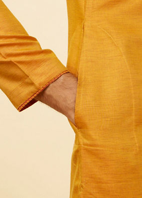 Mustard Yellow Angrakha Style Kurta Set image number 3