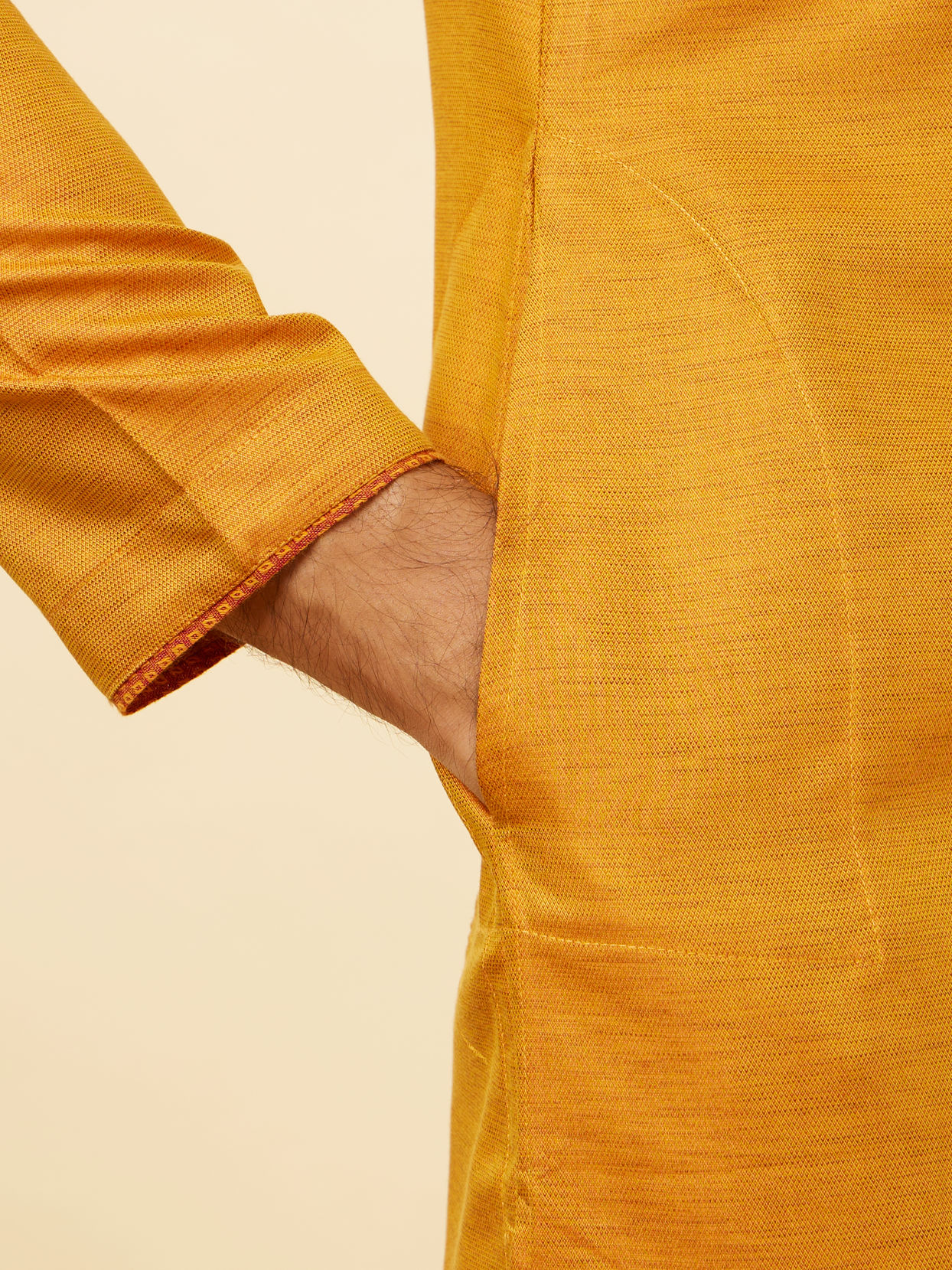 Manyavar Men Mustard Yellow Angrakha Style Kurta Set