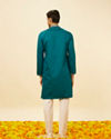 alt message - Manyavar Men Teal Green Angrakha Kurta Set image number 5