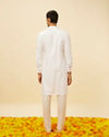 alt message - Manyavar Men Pristine White Angrakha Kurta Set image number 5