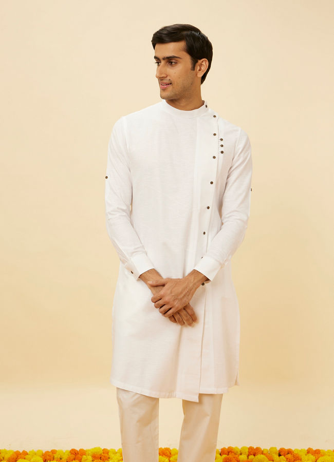 Pristine White Angrakha Kurta Set