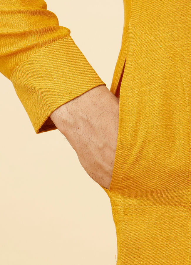 Manyavar Men Tangerine Orange Angrakha Kurta Set