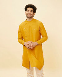 Manyavar Men Tangerine Orange Angrakha Kurta Set